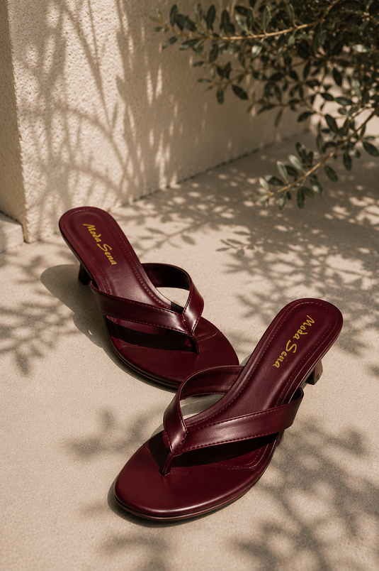 Sandales À Talon Bordo À Tige Postérieure
