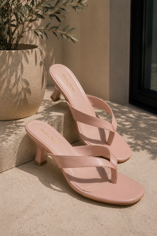 Sandales À Talon Rose Parmak Arası