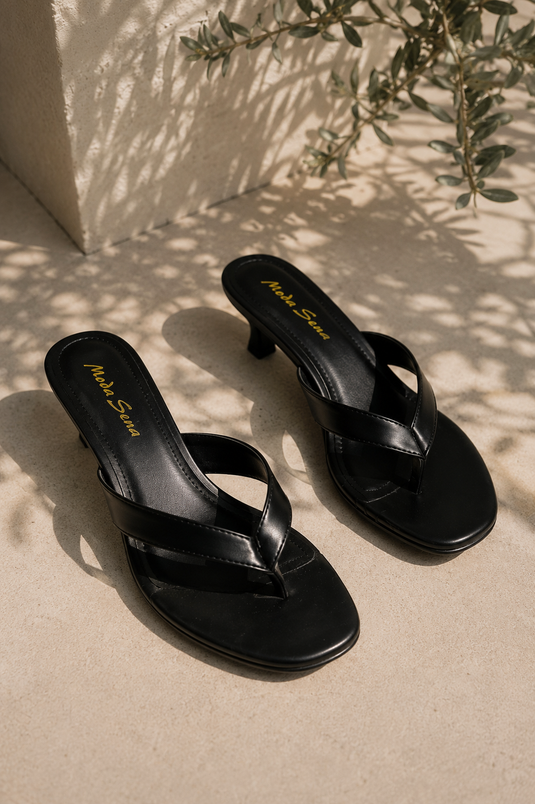 Sandales À Talon Noir À Doigts