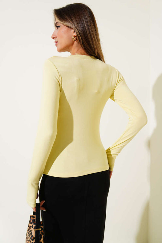 Chemisier basique à fermeture à doigts, jaune