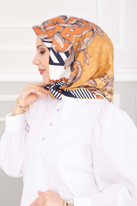 Patchwork Desen Eşarp Serisi Bej