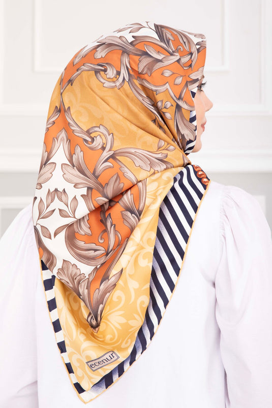 Patchwork Desen Eşarp Serisi Bej