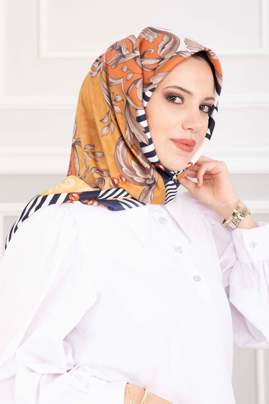 Patchwork Desen Eşarp Serisi Bej