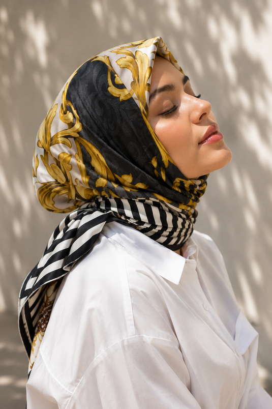 Patchwork Desen Eşarp Serisi Gri