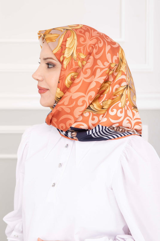 Patchwork Desen Eşarp Serisi Somon