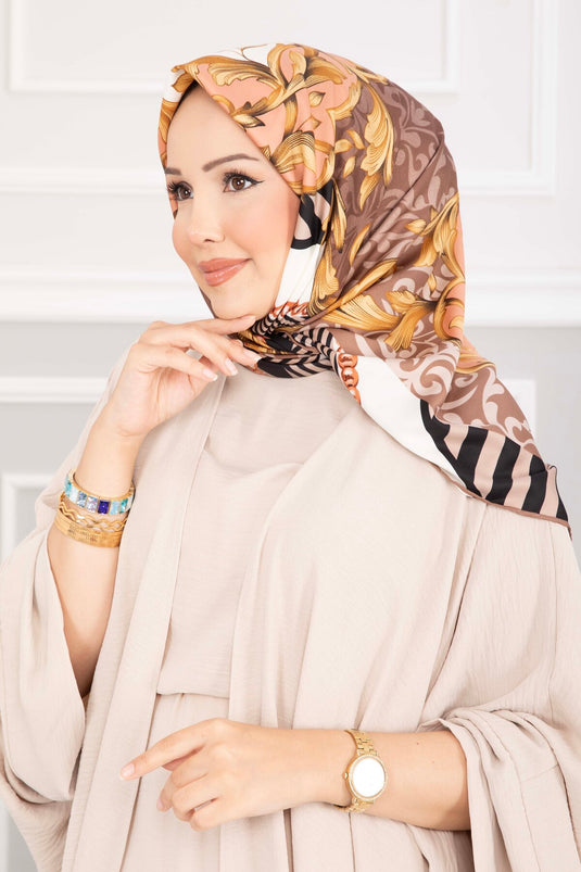 Patchwork Desen Eşarp Serisi Vizon