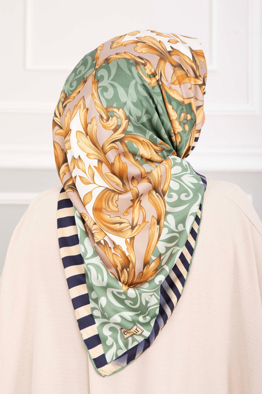 Patchwork Desen Eşarp Serisi Yeşil