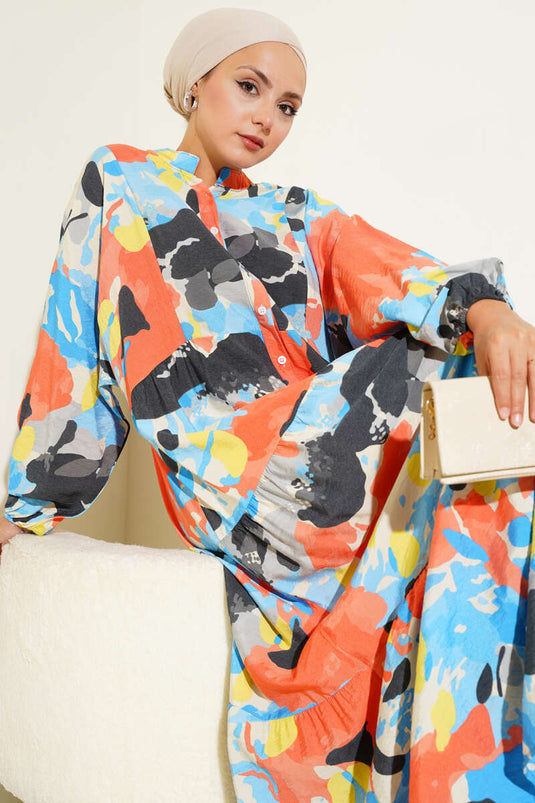 Plaid Patterned Dress Blue