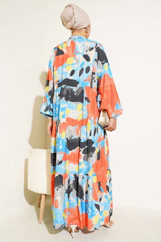 Plaid Patterned Dress Blue