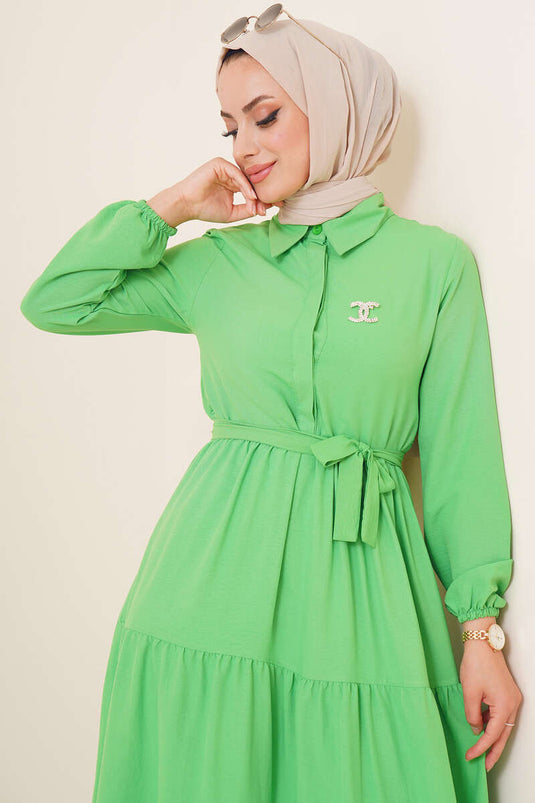 بلاكيت فستان تيريكوتون منسوج باللون الأخضر الفستقي