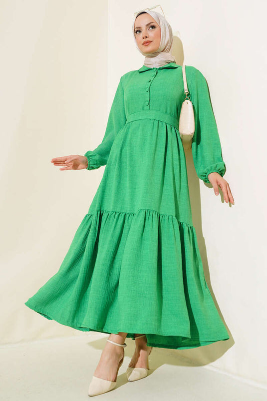 Patlı Keten Elbise Benetton