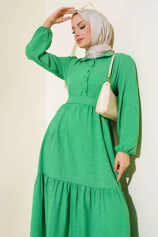 Patlı Keten Elbise Benetton