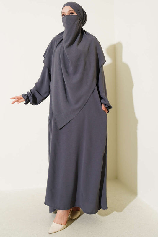 Abaya à voile large, anthracite