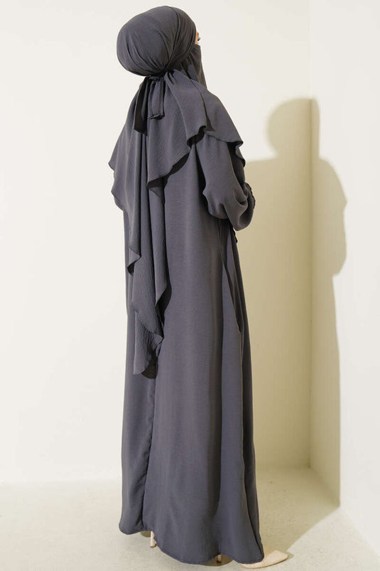 Wide Veiled Abaya, Anthracite