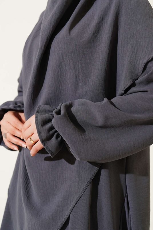 Abaya à voile large, anthracite