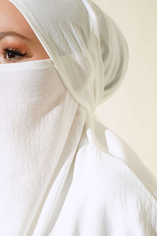 Peçeli Geniş Ferace Beyaz