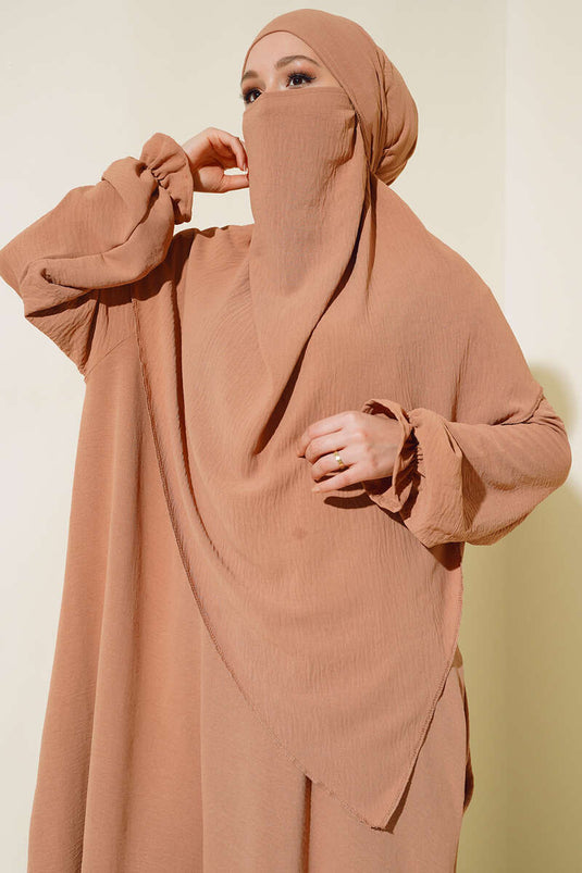 Peçeli Geniş Ferace Camel