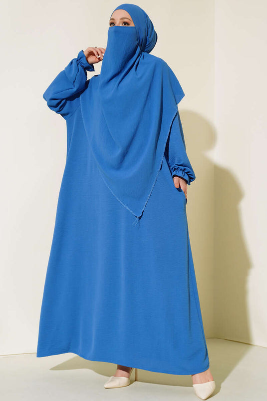 Indigo Wide Abaya with Scarf