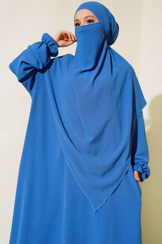 Indigo Wide Abaya with Scarf