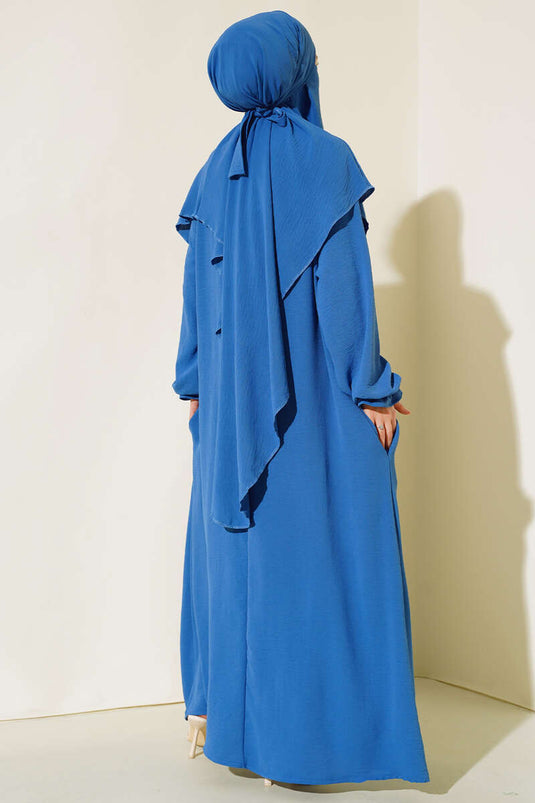 Indigo Wide Abaya with Scarf