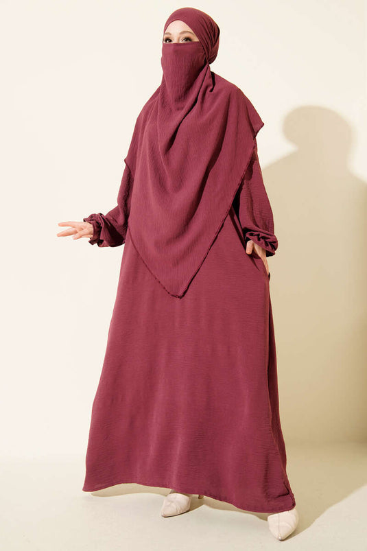 Peçeli Geniş Ferace Mürdüm