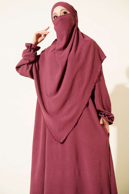 Peçeli Geniş Ferace Mürdüm