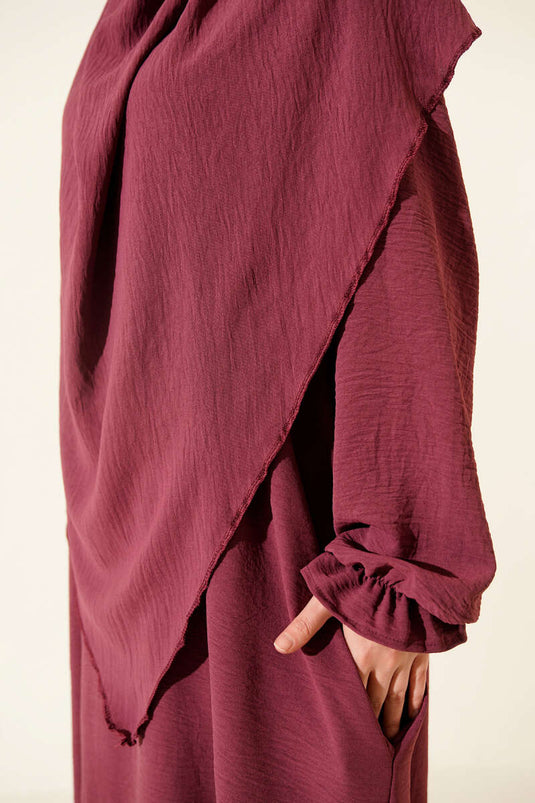 Peçeli Geniş Ferace Mürdüm