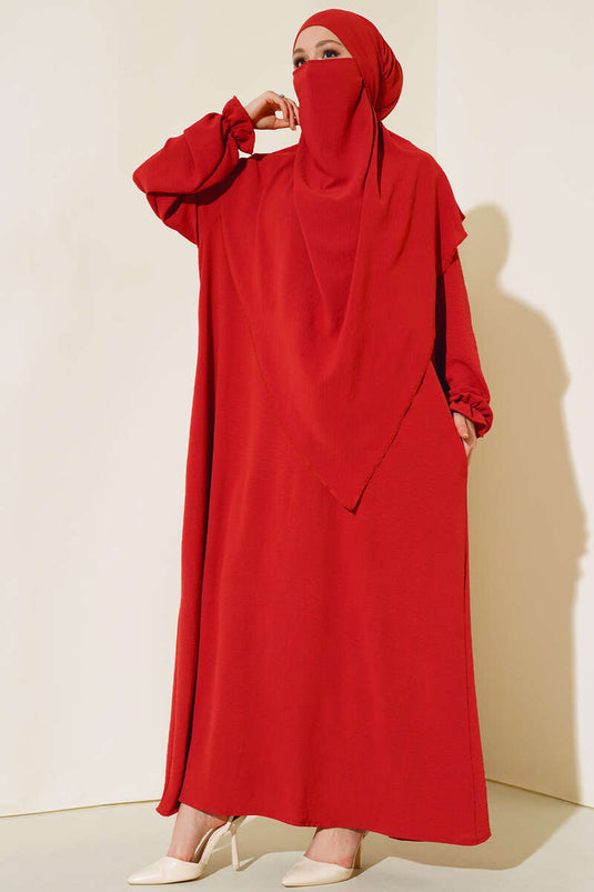 Wide Cloak with a Hood Pomegranate Flower