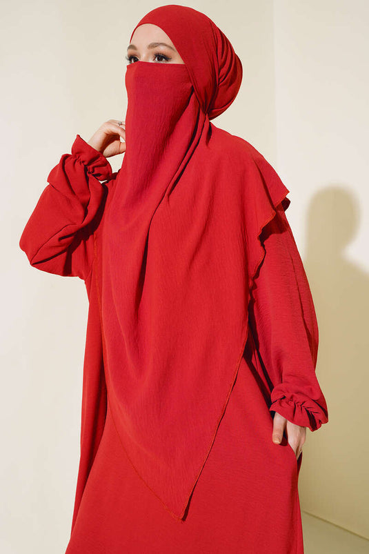 Wide Cloak with a Hood Pomegranate Flower