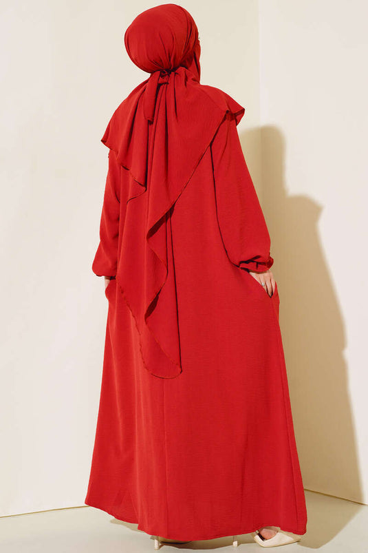 Wide Cloak with a Hood Pomegranate Flower