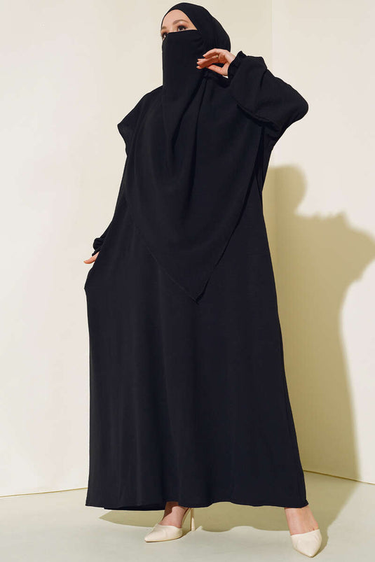 Wide, Veiled Abaya, Black