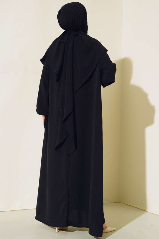 Weite, verschleierte Abaya, Schwarz