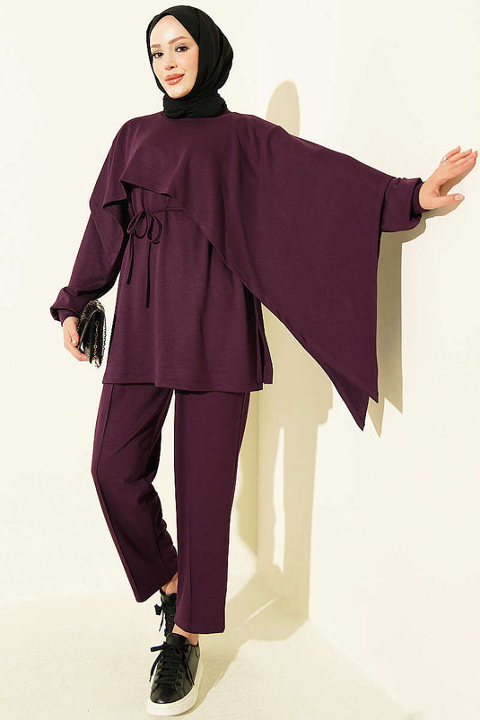Lila Modal Doppelset Mit Cape-Details