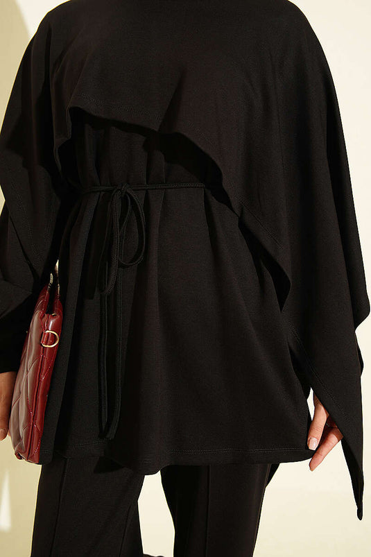 Ensemble Double En Modal Noir Avec Détails Cape