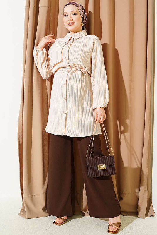 Camicia Cape Beige Con Fiocco