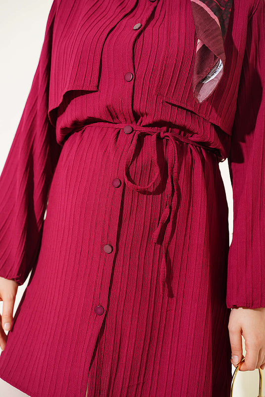 Cape Chemise Bordo À Nœud