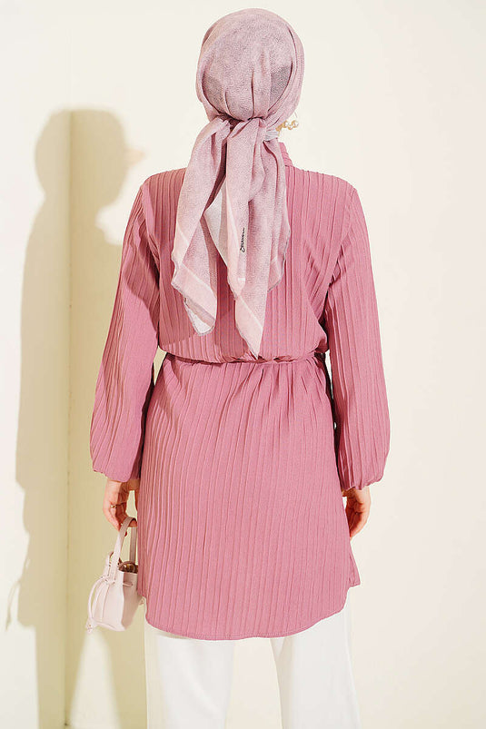 Camicia A Stile Mantella Rosa Polvere Con Dettaglio A Fiocco