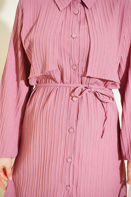 Camicia A Stile Mantella Rosa Polvere Con Dettaglio A Fiocco