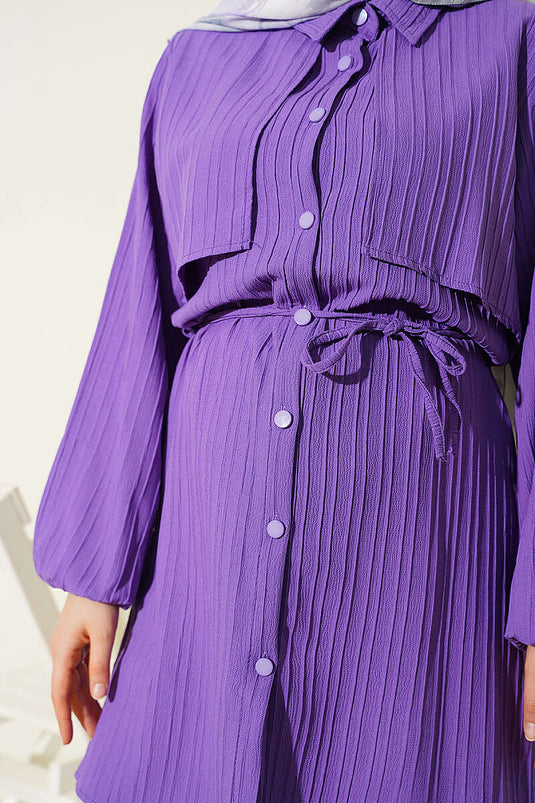 Camicia Con Mantella Lilla Con Dettaglio A Nodo