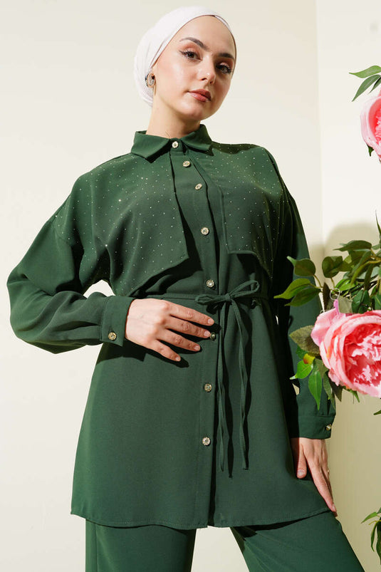 Costume deux pièces avec ceinture en corde Cape Stoned Kaki