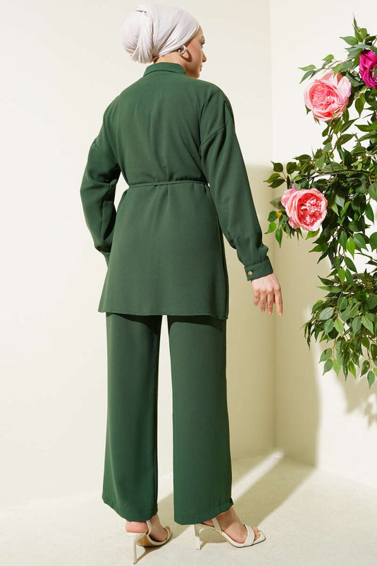 Costume deux pièces avec ceinture en corde Cape Stoned Kaki