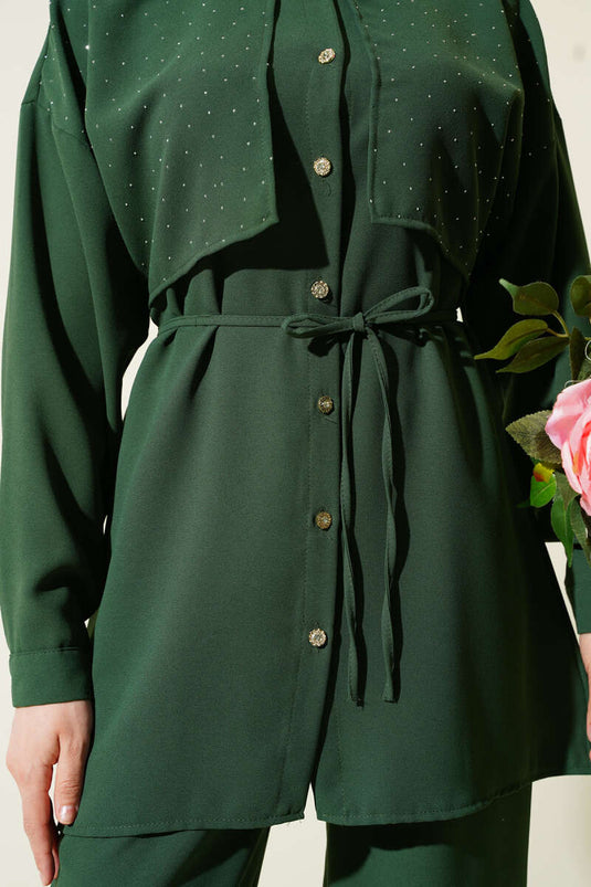 Costume deux pièces avec ceinture en corde Cape Stoned Kaki