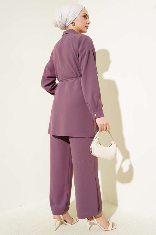 Costume deux pièces ceinturé en corde Cape Stoned Magenta