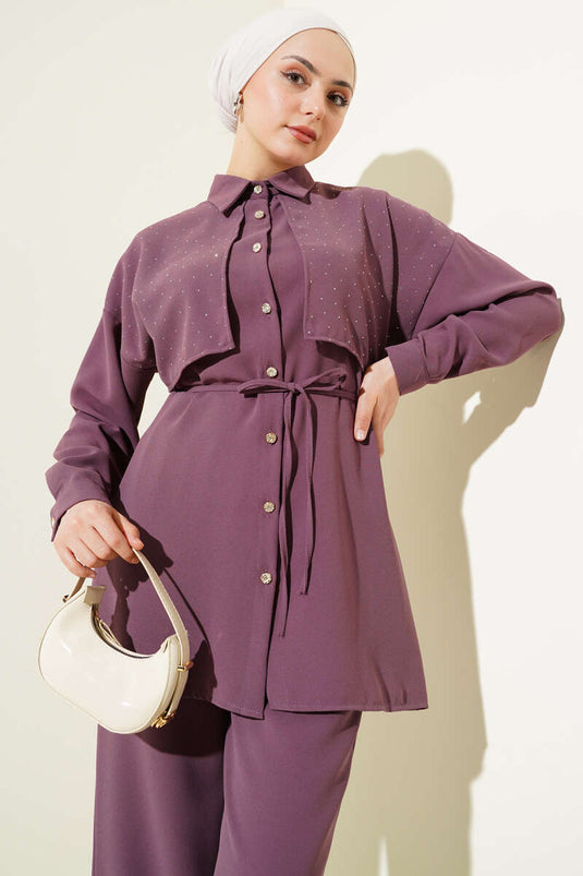 Costume deux pièces ceinturé en corde Cape Stoned Magenta