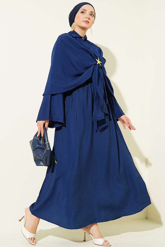 Ensemble triple avec jupe à pèlerine bleu marine