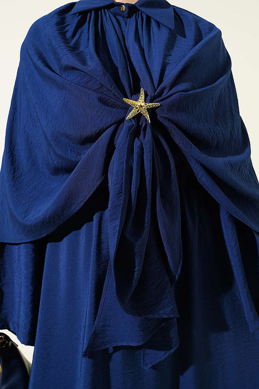 Ensemble triple avec jupe à pèlerine bleu marine
