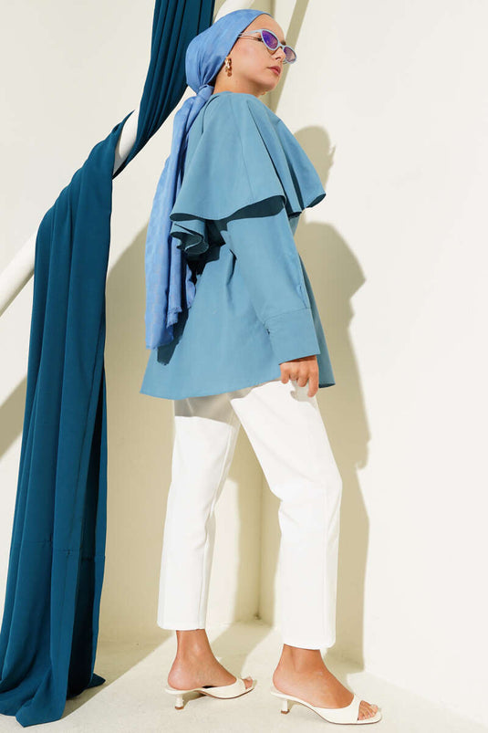 قميص بحزام من كيب روب، نيلي