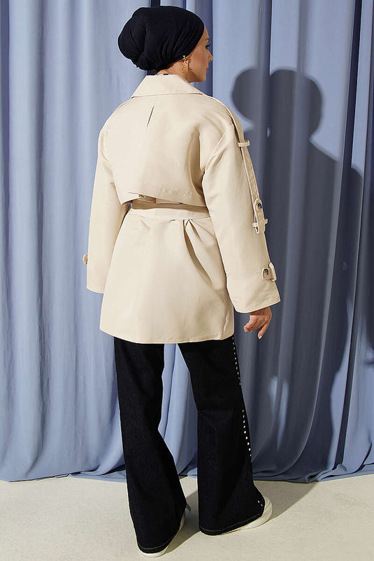 Cappotto Trench Corto Con Cintura E Bottoni