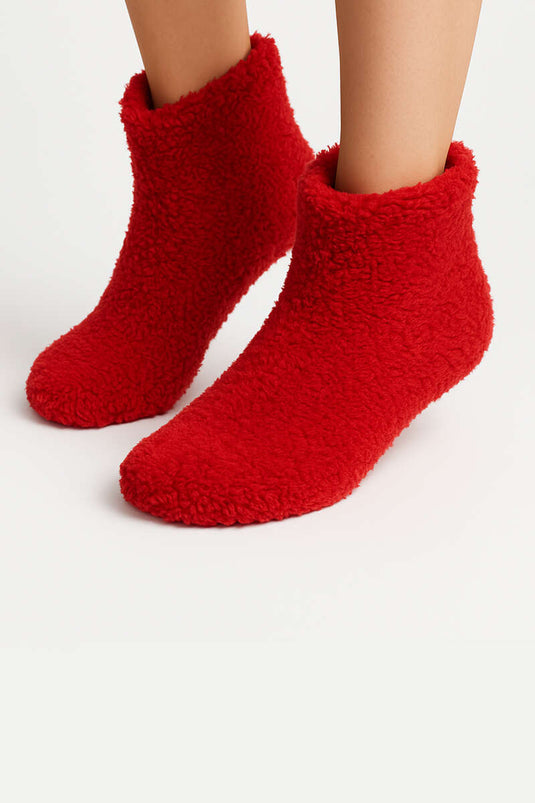 Plush House Slippers Red
