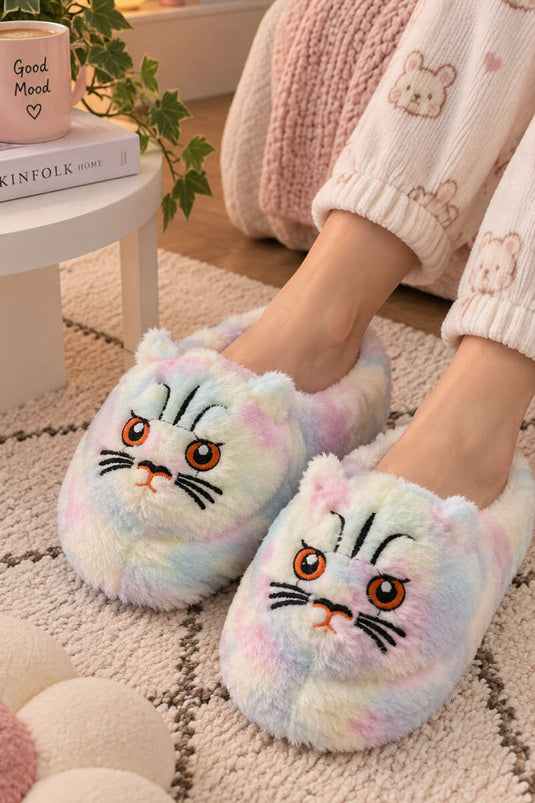 Peluş Kedi Figürlü Panduf Asorti 1